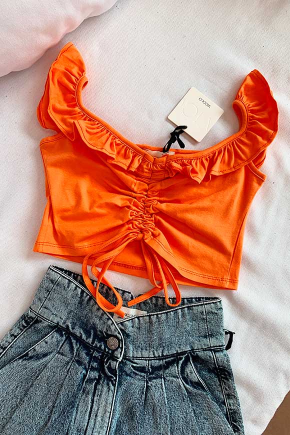 Vicolo - Orange top with dropped straps and curl