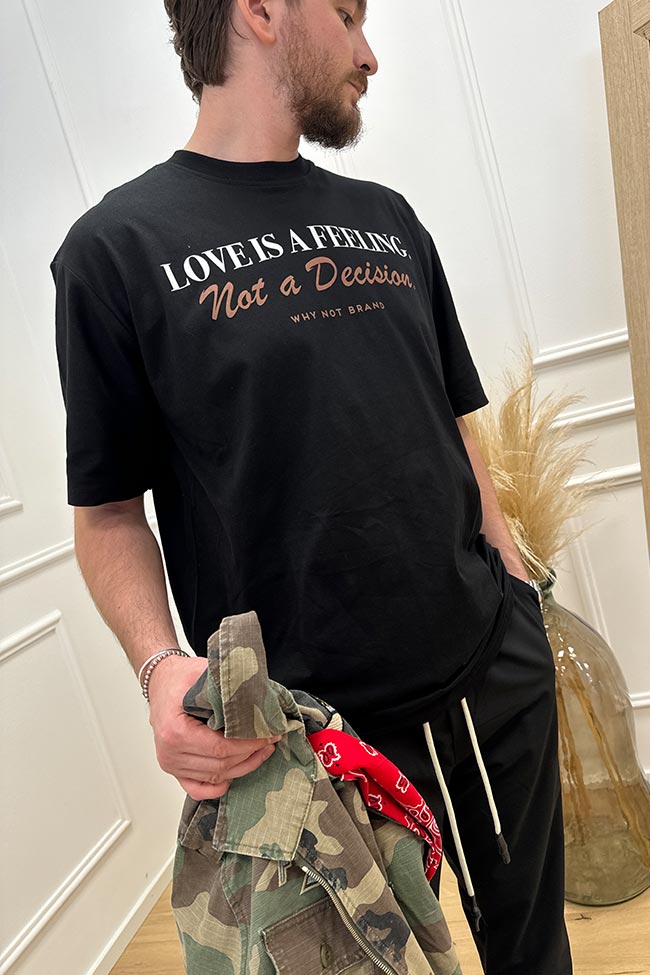 Why not brand - T shirt nera stampa "Love is a feeling"