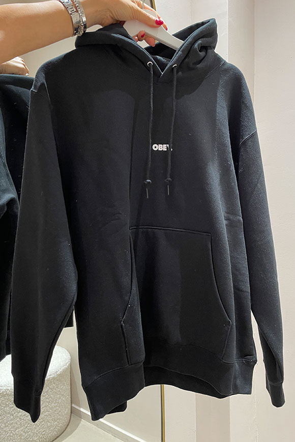 Obey - Black sweatshirt with logo printed in contrast with hood