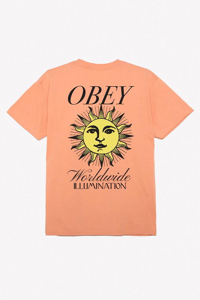 Obey - T shirt salmone stampa "Illumination"