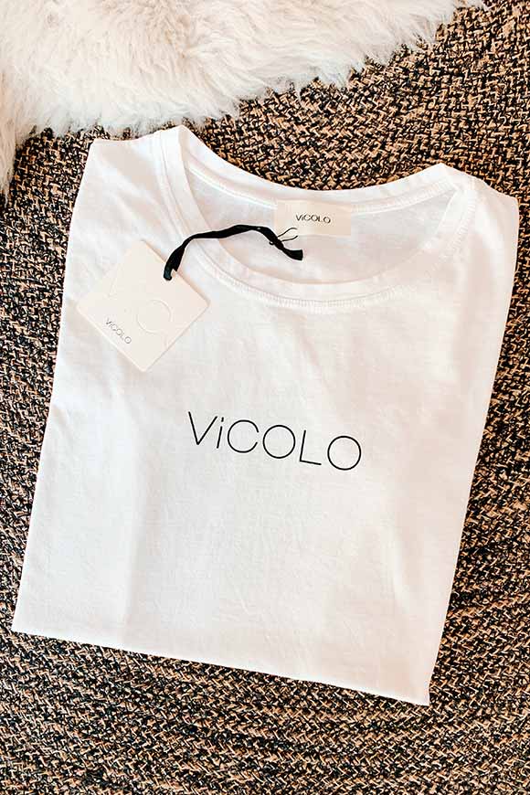 Vicolo - T shirt bianca con logo nero