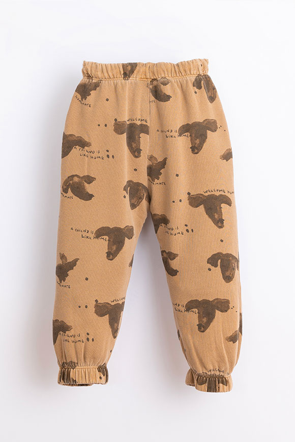 Play Up - Paper dog print camel trousers