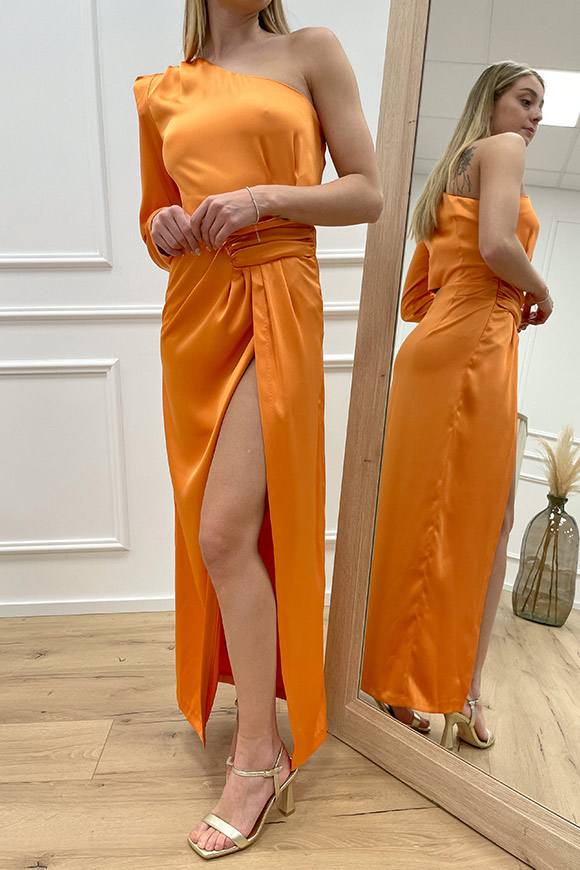 Actualee - Vestito arancio monospalla con cut out