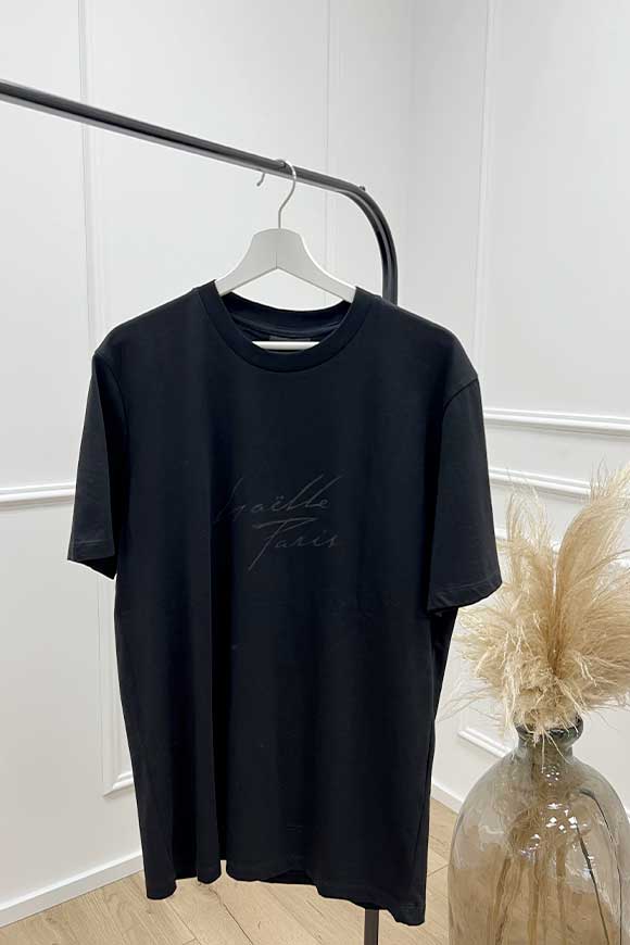 Gaelle - T shirt nera con logo centrale nero