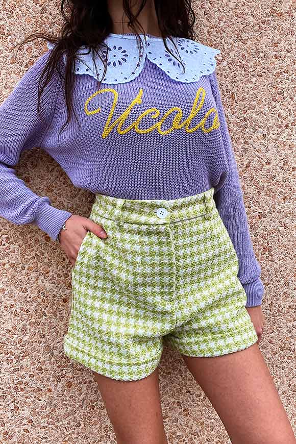 Vicolo - Lilac sweater with yellow “Vicolo” logo