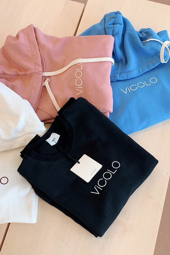 Vicolo - White sweatshirt with hood and logo