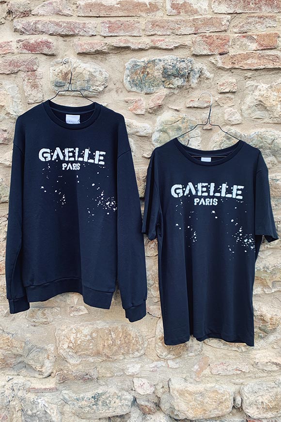 Gaelle - T shirt nera con logo spray