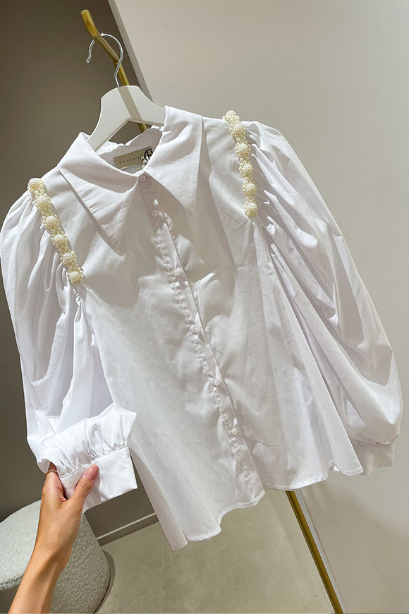 Haveone - Camicia bianca con applicazioni perle