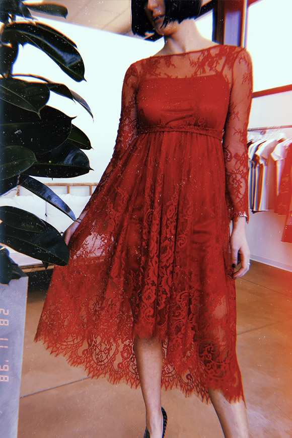 Vicolo - Red midi dress in lace