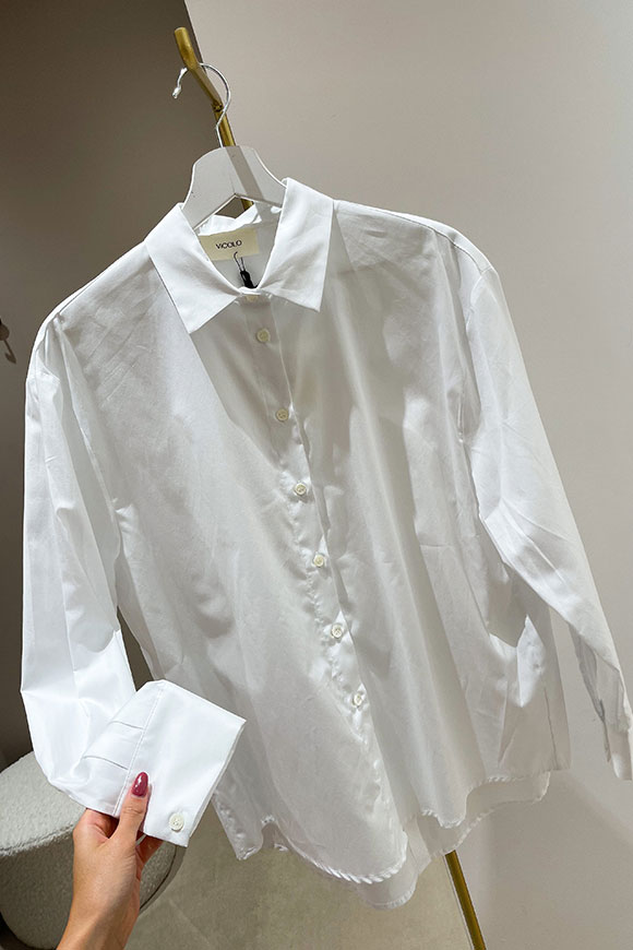 Vicolo - Camicia bianca basic in popeline