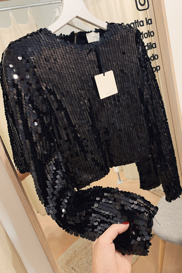 Vicolo - Black sweater in round sequins