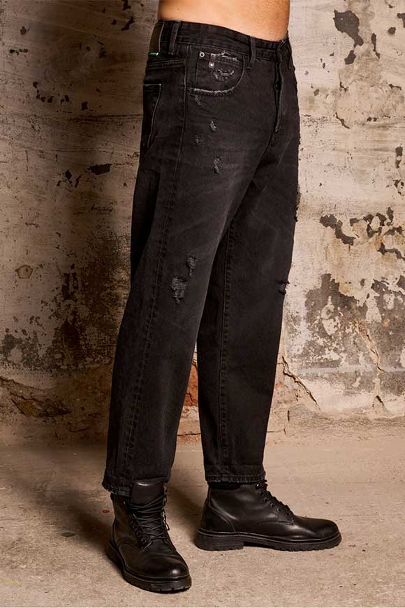 Staff Gallery - Jeans Frank con rotture lavaggio nero