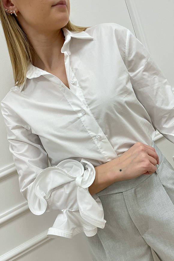 Haveone - Camicia bianca con maniche rouches