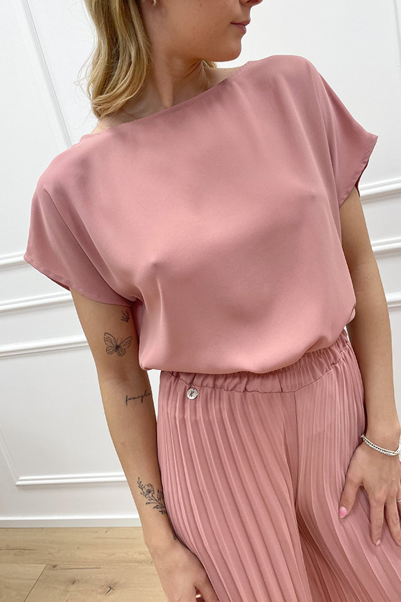 Kontatto - Blusa rosa antico in georgette