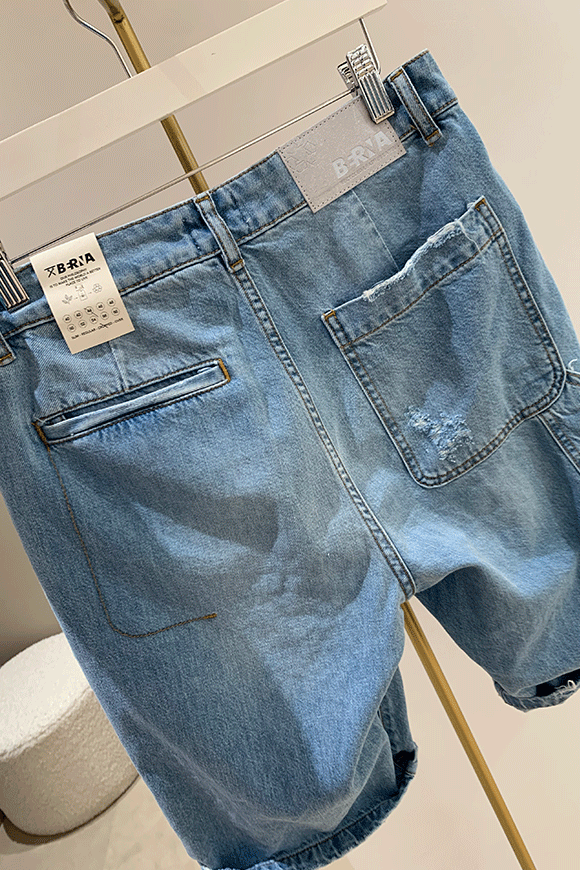 Berna - Light wash denim bermuda shorts with patch pocket