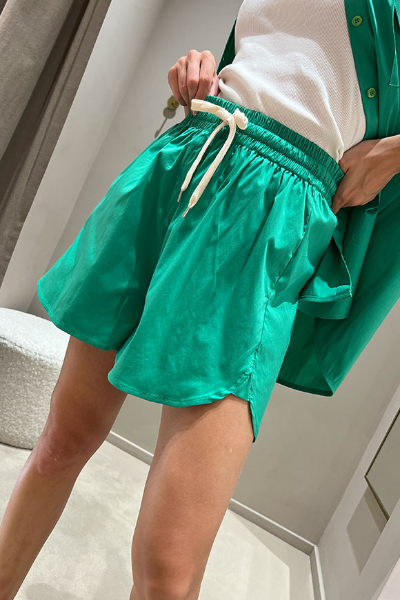 Vicolo - Shorts verde brillante in cotone con coulisse