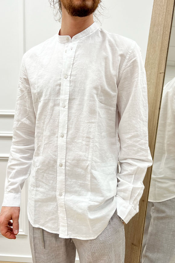 Antony Morato - Camicia coreana slim fit bianca misto lino