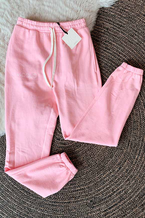 Vicolo - Pastel pink jogger trousers with logo