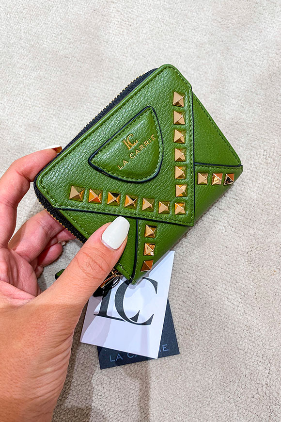 La Carrie - Mini Thunder olive green bag with studs