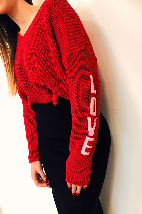 Kontatto - Maglione rosso scritta Love
