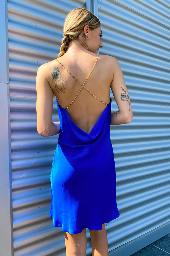Vicolo - Ring neckline dress with blue chain weave