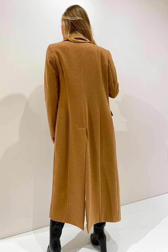 Kontatto - Long single-breasted camel coat
