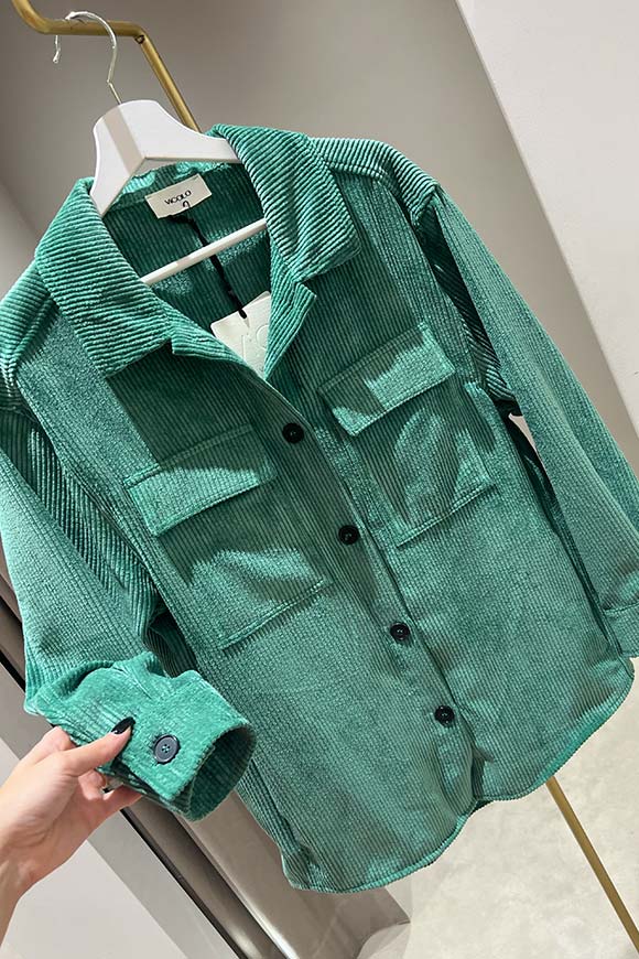 Vicolo - Giacca camicia verde in velluto