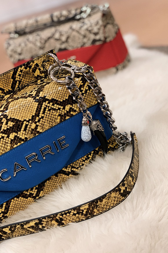 La Carrie - Medium yellow / blue Zambesi python bag