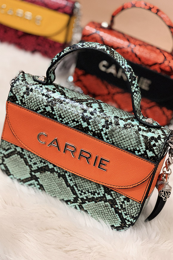 La Carrie - Zambesi green / orange mini python bag