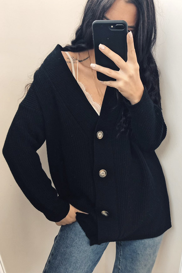 Vicolo - Black knit cardigan with buttons