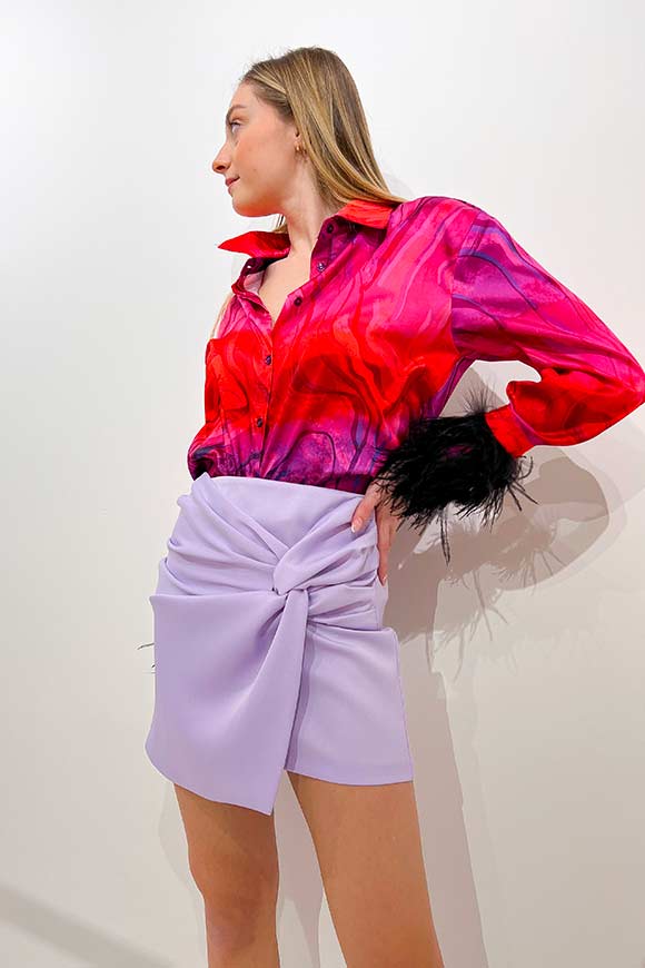 Vicolo - Lilac satin skirt with drapery