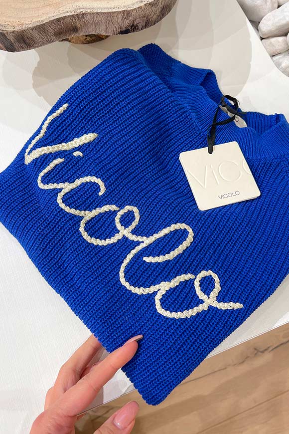 Vicolo - Royal blue sweater with white "Vicolo" logo