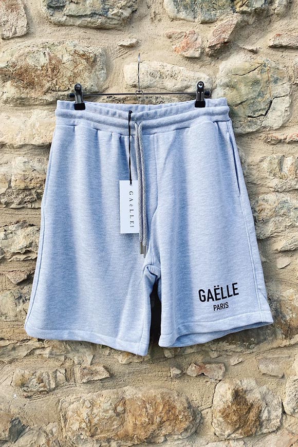 Gaelle - Gray fleece Bermuda shorts with logo