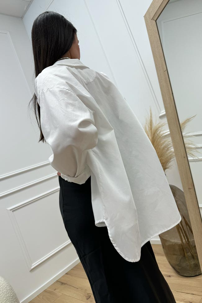 Tensione In - Camicia bianca in cotone con taschino
