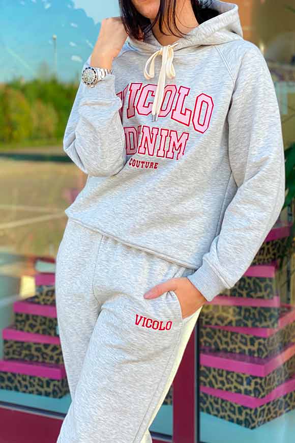 Vicolo - Gray "Vicolo denim" hooded sweatshirt