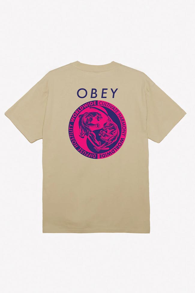 Obey - T shirt sabbia stampa "Yin e Yang"