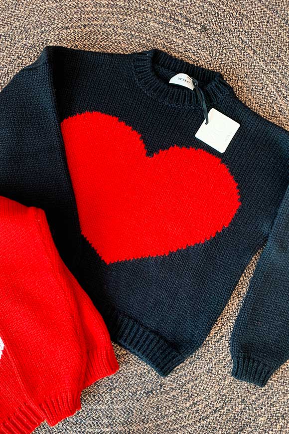 Vicolo - Maglione nero cuore rosso