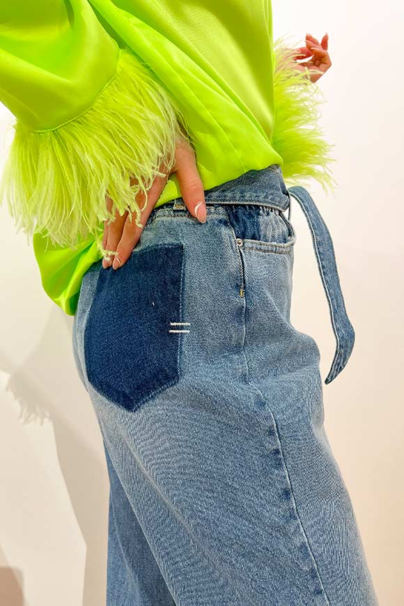 Vicolo - Jeans paper bag lavaggio medio con tasca finta