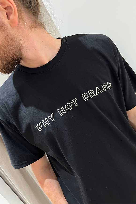 Why not brand - T shirt nera girocollo con logo frontale