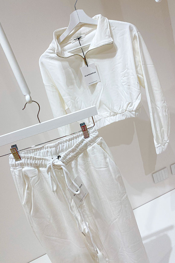 Glamorous - Tuta bianca felpa e pantalone
