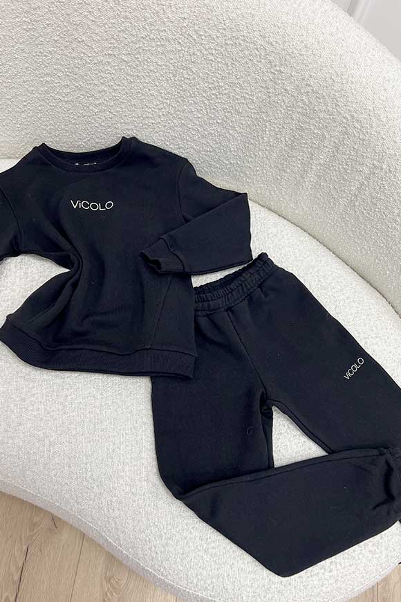 Vicolo Bambina - Coordinato nero felpa e pantalone in felpa