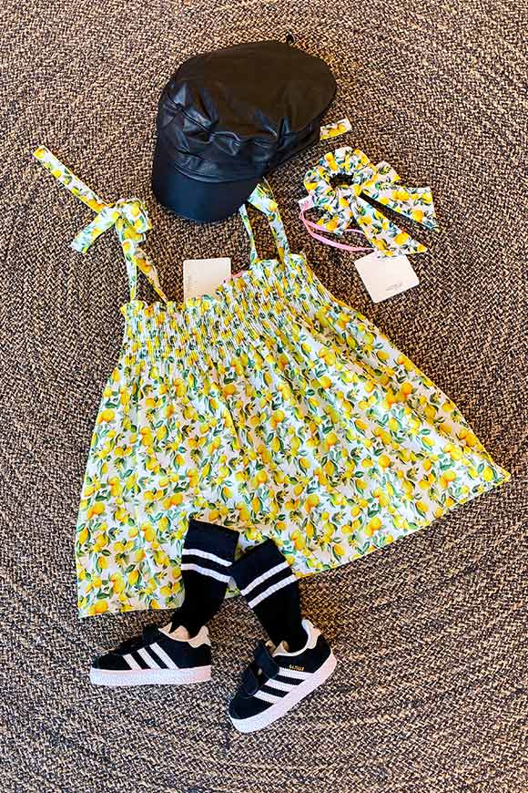 Vicolo Bambina - Vestito limoni in cotone con fiocchetti