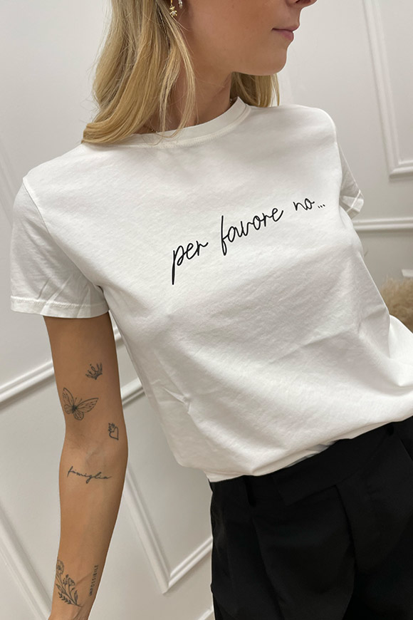 Vicolo - T shirt con scritta nera "per favore no"