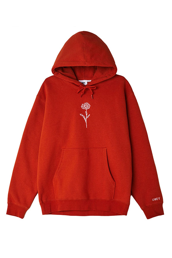 Obey - Embroidered white daisy pumpkin hoodie