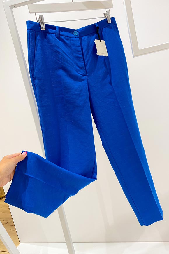 Vicolo - Pantalone a sigaretta blu china in lino