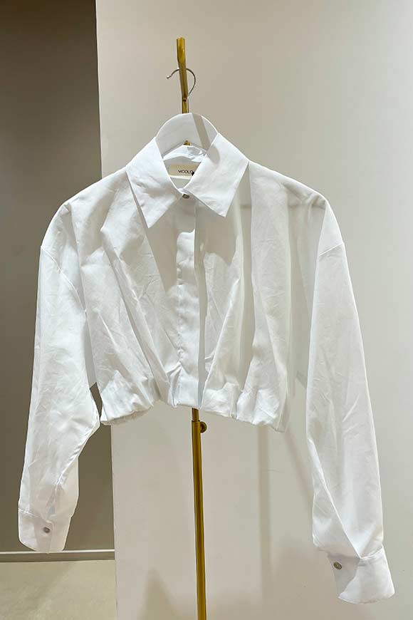 Vicolo - White crop blouse with wide sleeves
