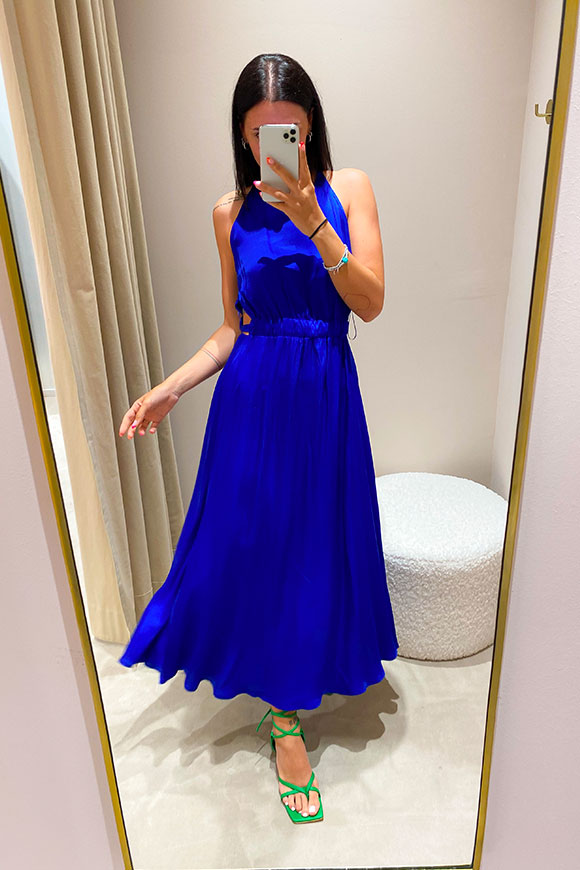 Vicolo - Cut-out dress in bluette satin