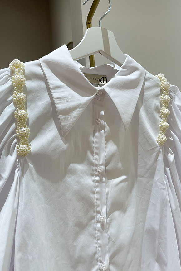 Haveone - Camicia bianca con applicazioni perle