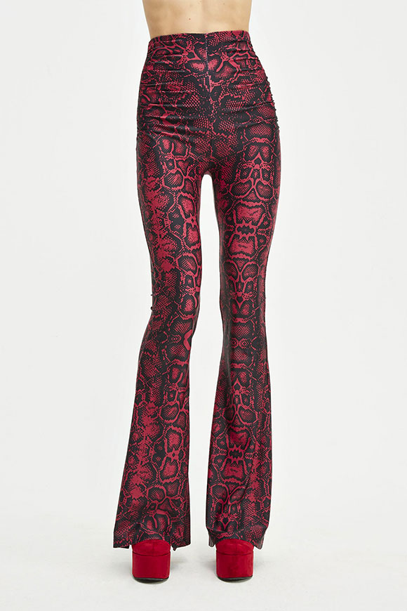 Aniye By - Snake bordeaux and black flared trousers
