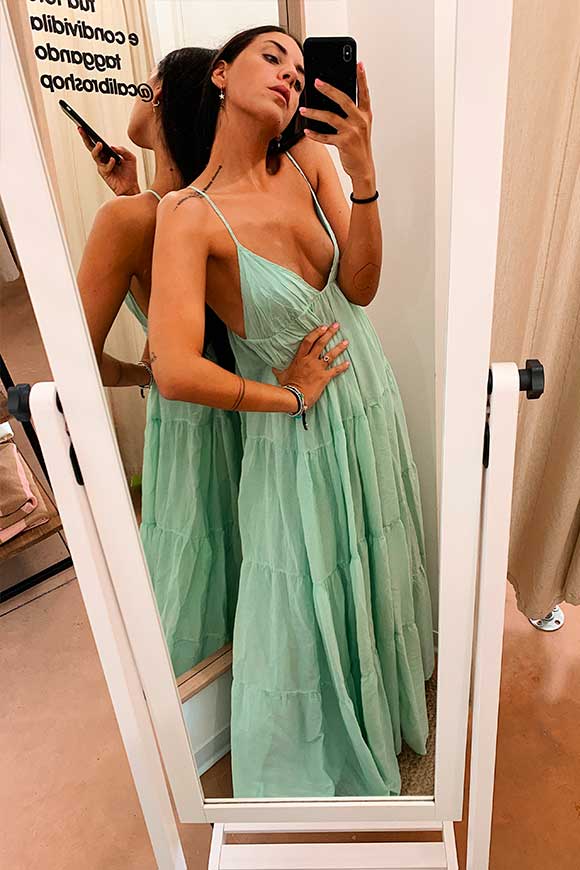 Imperial - Aqua green dress with flounces and thin straps
